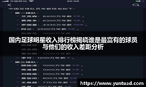 国内足球明星收入排行榜揭晓谁是最富有的球员与他们的收入差距分析